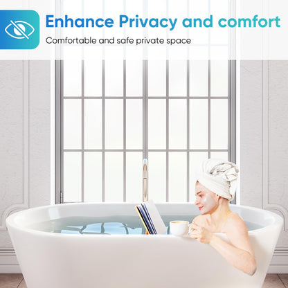 Funfox Window Film Opaque Self-Adhesive, Static Frosted Glass Film with UV Protection, Privacy Film White Matte for Bathroom Office Bedroom, Easy to Remove Without Glue, 88x200cm
