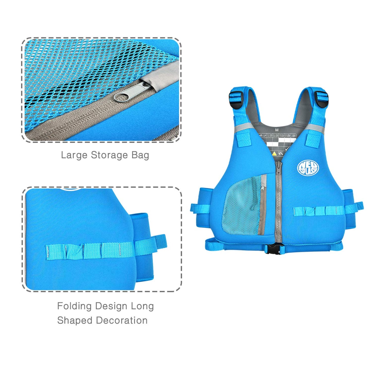 Adult swim vest, buoyancy aid, foam vest ideal for water sports, kayaking, boating, snorkeling (Blue, S)