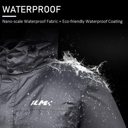 ILM Motorcycle Rain Suit Men Waterproof Rain Jacket Abrasion Resistant, 6 Pockets, 2-Piece Set with Jacket and Pants.
