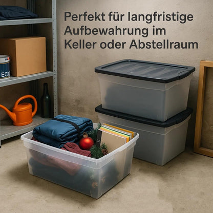 BigDean 3x 60L Storage Box with Lid Large Budget Line Plastic Box with Lid