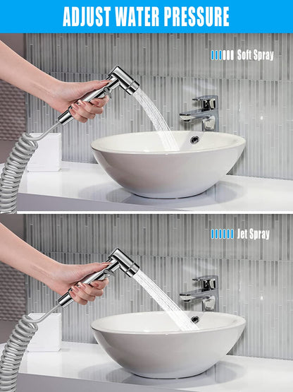 Bidet Handheld Sprayer Set, High-Quality Polished Copper Bidet Sprayer with G1/2" Valve and a G3/8", Chrome Handles, Bidet Fixtures for Shower Bathroom Hygiene Toilet Paper Cloth Diaper Cleaning (1#)