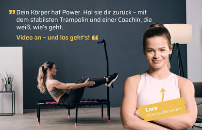 SportPlus Fitness Trampoline for home use, trampoline with adjustable handlebar, bungee suspension, workout & cardio training, premium quality Designed in Germany, 130kg capacity.