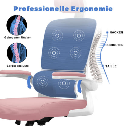 Naspaluro office chair, Ergonomic desk chair with adjustable headrest, armrests, dynamic lumbar support, swivel chair with breathable mesh cover for the home office, Pink.