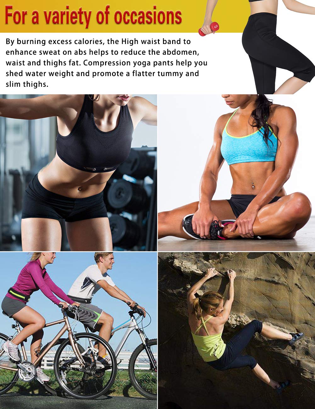 Martiount Women's Sweatpants for Weight Loss Sauna Effect High Waist Weight Loss Leggings for Women Neoprene Training Slim Hot Yoga Tummy Control Workout Capri M