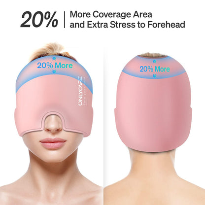 ONLYCARE Migraine Relief Cap, Headache Relief Hat Cooling Mask Cold Cap Headache Mask Cooling Cap Cooling Pads Gel for Migraine Relief (Pink)