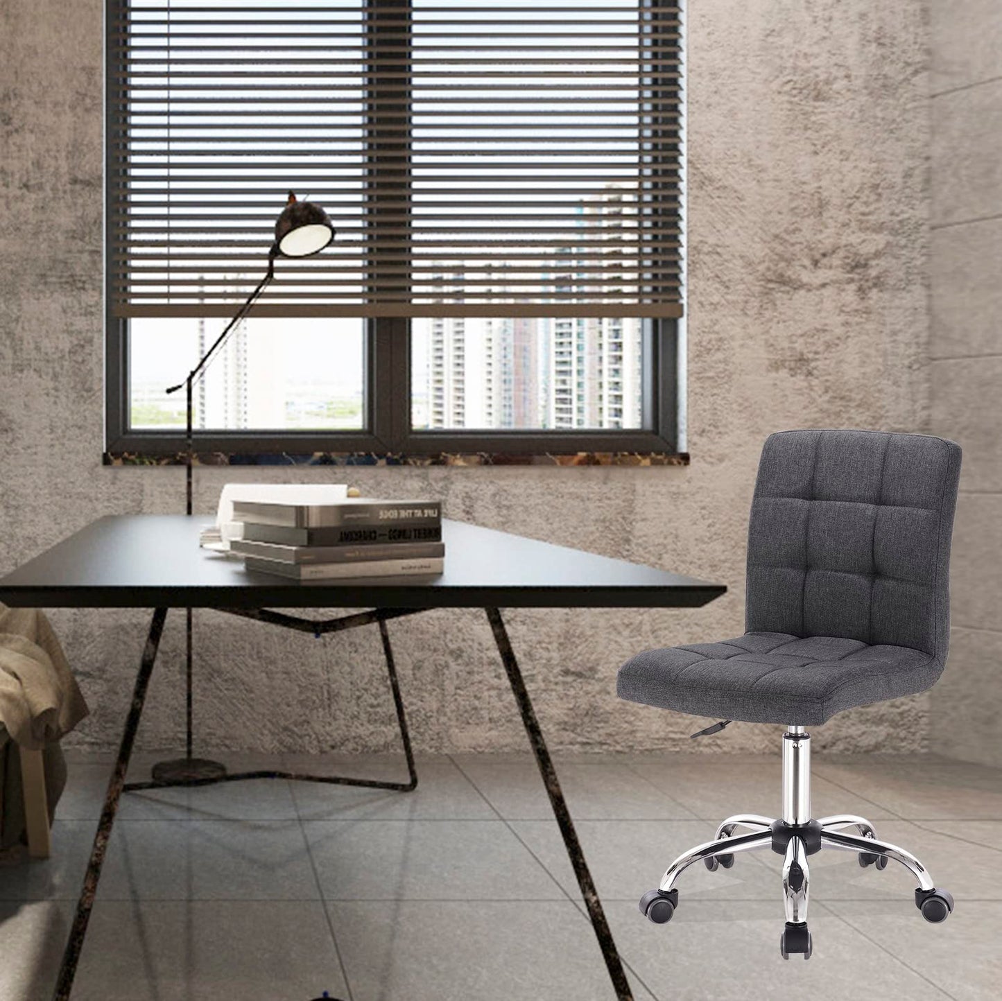 Esituro ergonomic office chair, height adjustable desk chair, swivel chair with casters, office swivel chair, for study bedroom, breathable fabric, dark gray SOFC0208.