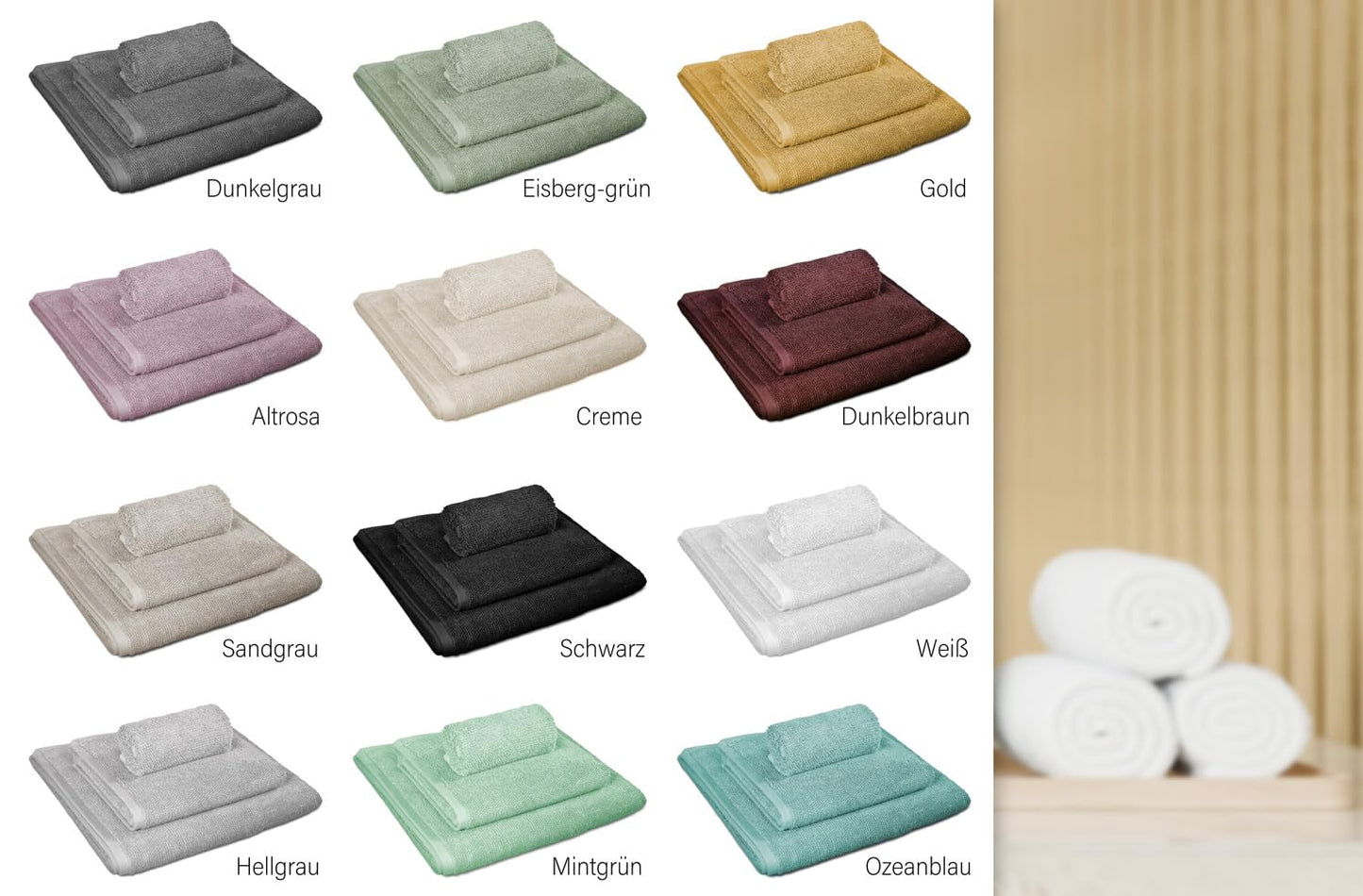 BEAUTEX towel set Premium terry sets Made in Europe, 100% cotton 550g/m², Oeko-TEX Certified (Set: 2 guest, 2 hand, 2 bath towels in Gold)
