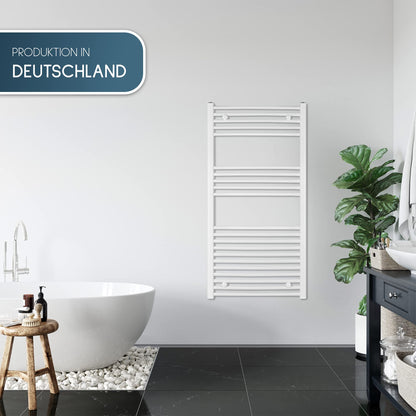 anapont electric bathroom radiator 1175x500 - white straight - timer function - towel radiator - electric bathroom heater - towel heater - Made in Germany