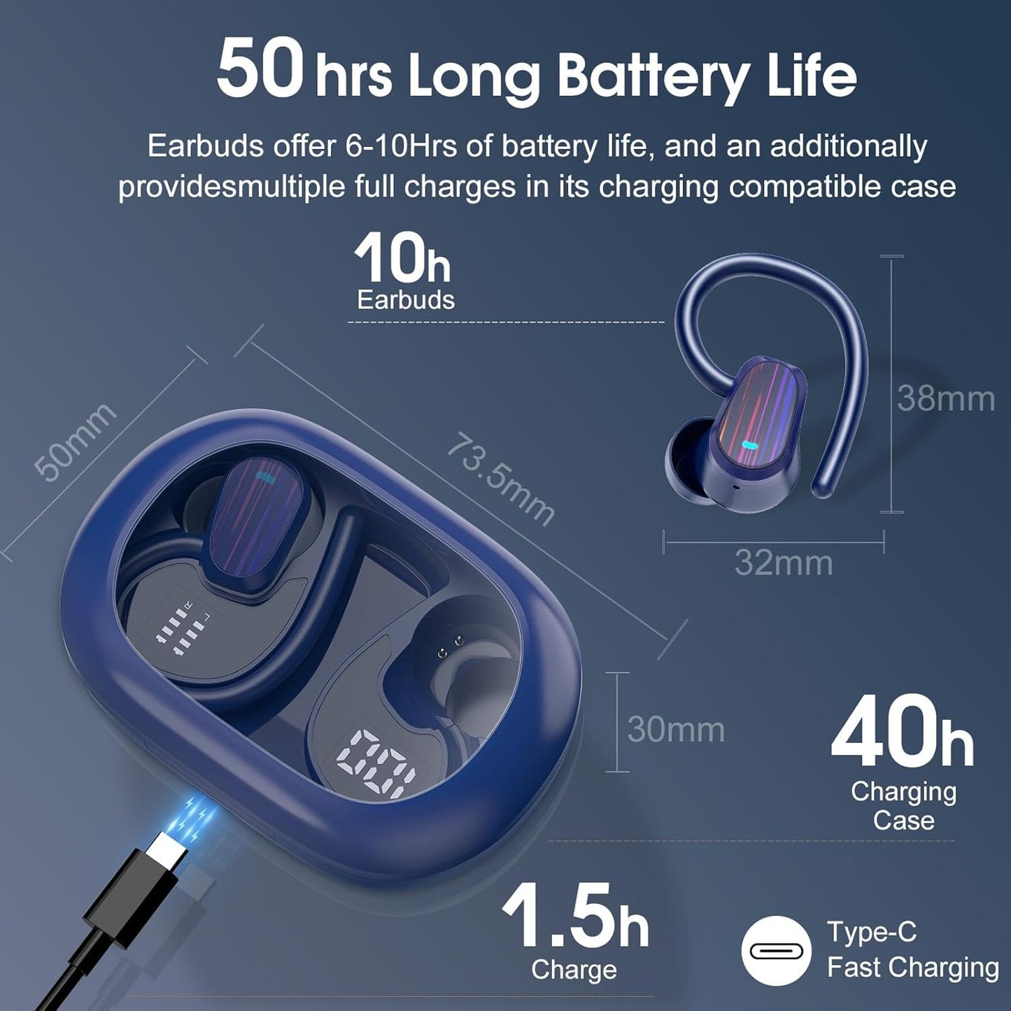 OYIB AI headphones translator, 6 translation modes with app, 50-hour Bluetooth 5.4 translator headphones with ENC Mic