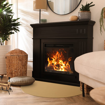 FLASLD Fireproof Fireplace Mat 61x104cm Half-Round Stove Carpet Protects Floors from Sparks Embers, Brown