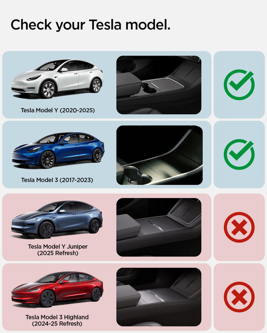 Spigen Tesla Model Y (~2024) and Model 3 (2021-2023) One-Touch Hidden Storage Box (Carbon Edition) Designed for Tesla Model Y and 3 center console organizer armrest.