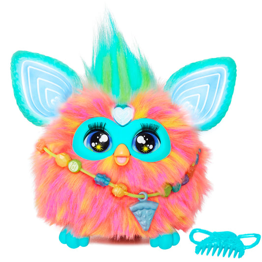 Furby Coral Interactive Plush Toy - Speaks German, responds to voice, dances & lights up - 5 game modes, 600+ reactions - With accessories - Electronic toy for ages 6 and up.