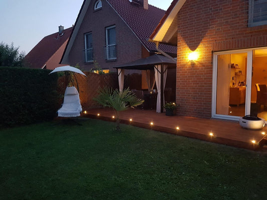 CHNXU Terrace Recessed Lights - 10-Piece Set Stair Step Lights Outdoor 1W Ø45mm Ground Lights IP67 Waterproof Warm White Exterior LED Recessed Light for Garden Pathway Kitchen Balcony Stairs Wood Deck.