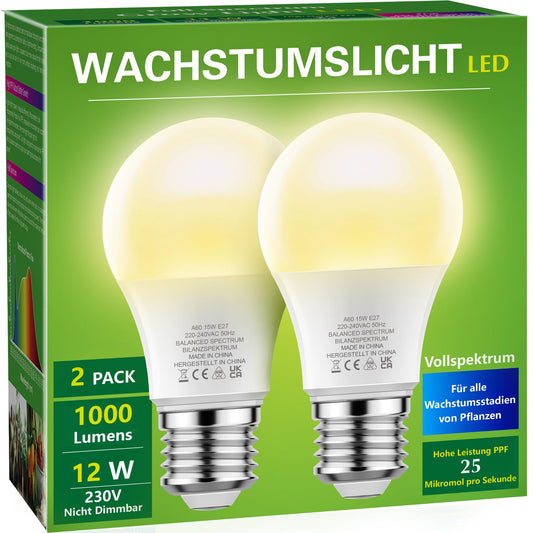 Briignite The light bulb is shining. A plant lamp Plant lamp Full spectrum growth lamp E27 base 12W growth lamp, growth light for indoor plants
