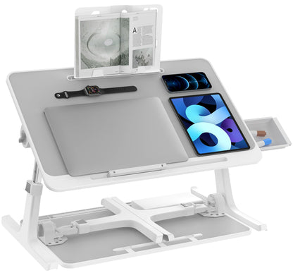 KELOFO Bedside Table Laptop Desk with Drawer Adjustable Foldable Laptop Desk For Eating, Working, Writing, Gaming, Drawing 60 * 40 cm
