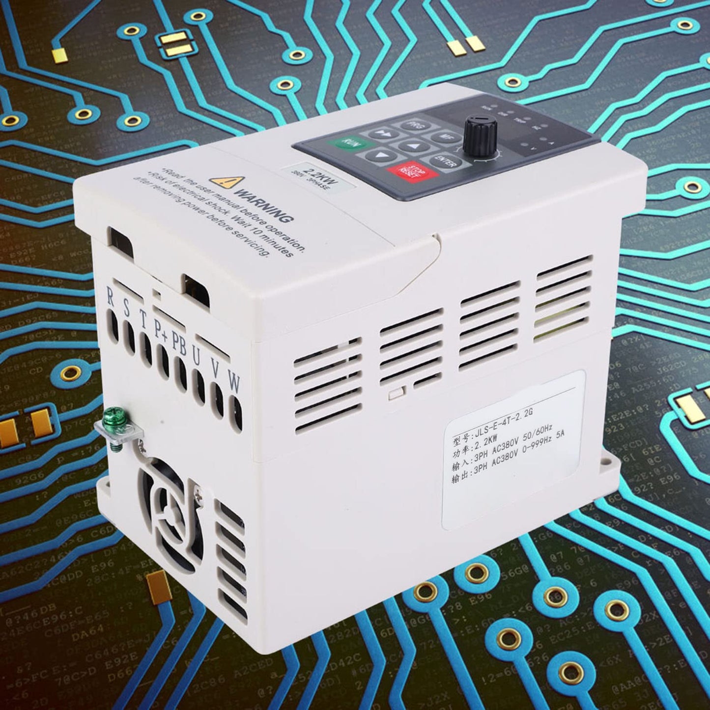 380 V 2.2 KW VFD Frequency Converter with Variable Frequency for controlling motor speed, 3-phase input/output, 3-phase converter for use with machinery.