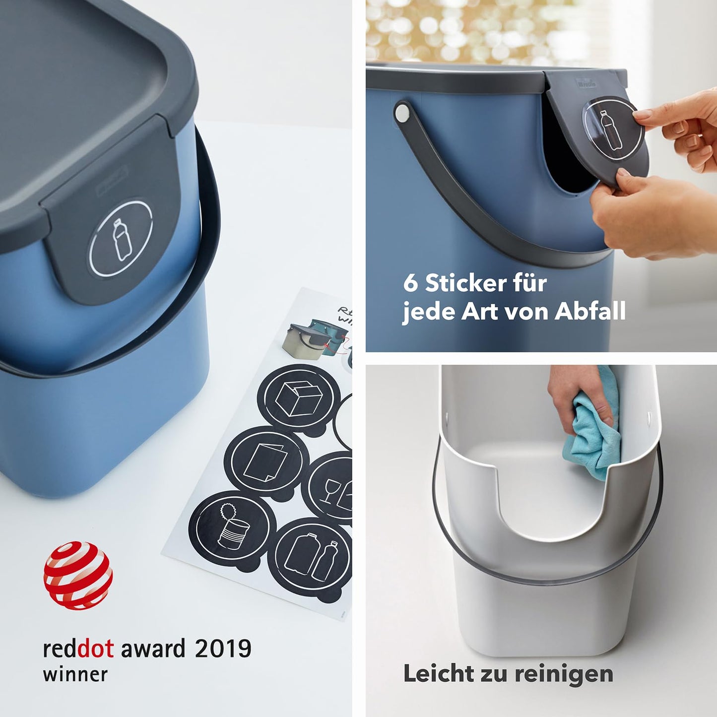 Rotho Albula waste separation system 25l for the kitchen, plastic (PP) BPA-free, brown/anthracite, 25l (40.0 x 23.5 x 34.0 cm)