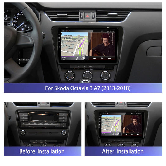 YUNTX Android 14 car radio fits Skoda Octavia (2014-2018) - 10.1 inch - with rearview camera & Canbus - GPS 2 Din - Supports DAB+ / Steering wheel control / WiFi / Bluetooth / Carlink / USB