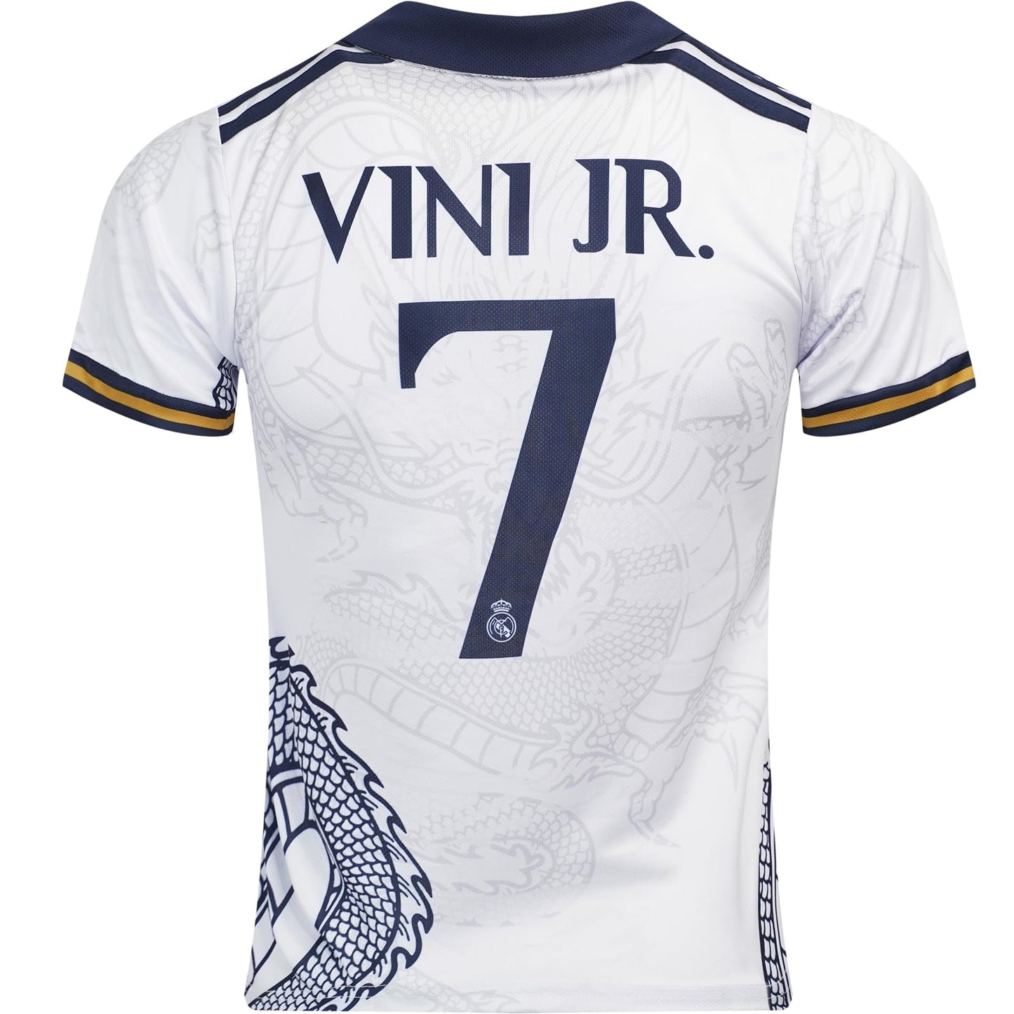 BlackAzat 2023/2024 Madrid #7 Vini Jr. Vinicius Kids Soccer Jersey Special, Shorts Socks Youth Sizes (White,24)