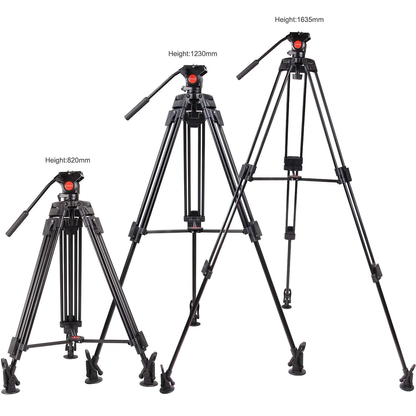 POLAM-PHOTO 163cm Professional Video Tripod with Fluid Head, High-performance Aluminum Double Tube Tripod, Load Capacity 8kg, Durable Tripod for Video Cameras
