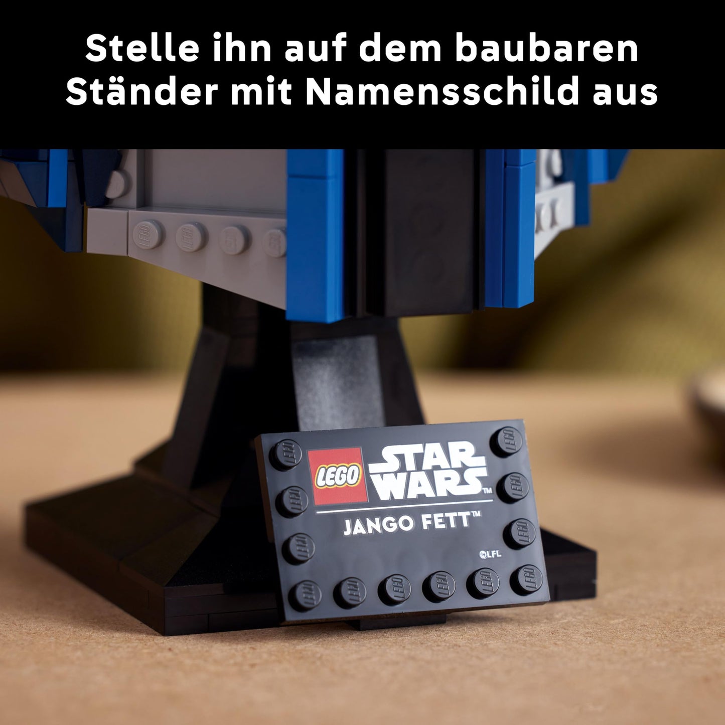LEGO Star Wars 75408 Jango Fett Helmet - Mandalorian building set for adults - model with stand, name plaque, and adjustable antenna - gift for Attack of the Clones fans.