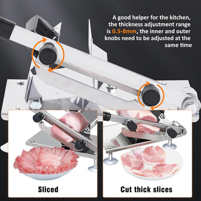 BAOSHISHAN Manual Frozen Meat Slicer 0.5-8mm Adjustable Thickness Meat Slicing Machine for Hotpot Preparation
