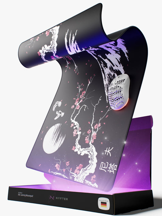 Nyfter - XXL Gaming Mousepad Sakura White 900 x 500mm Premium Fuji Mousepad Size Large stitched edges durable with high-end glide and anti-slip