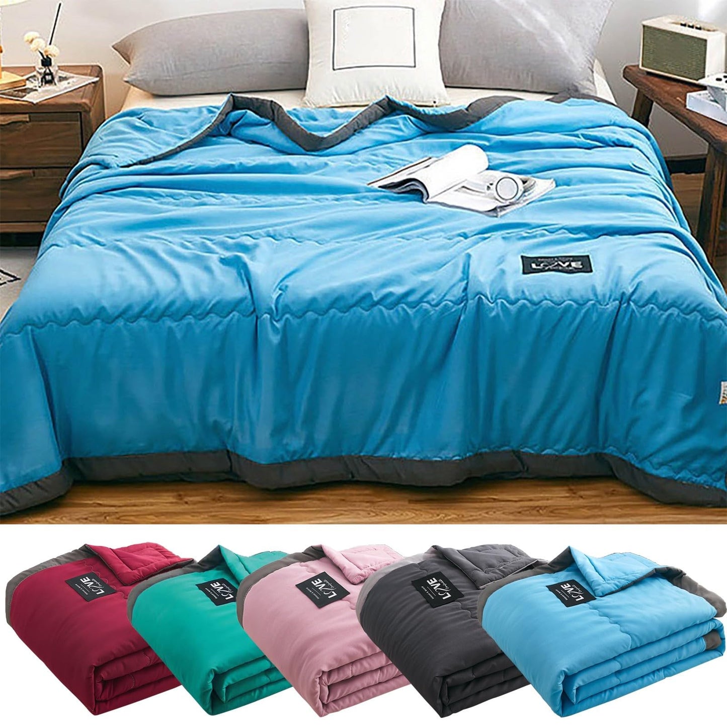 Cooling blanket, Cooling blanket for bed, Summer blanket, Ice blanket for all seasons, Lightweight cooling blanket, Cooler duvet, Duvet without cover, Mother's Day gift (Green, 100x140 cm)