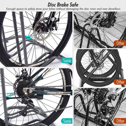 Bike stand floor for 5 bikes - Adjustable dual-use bike rack indoor & outdoor - Dual bike stand for adults & kids - Ideal for mountain bikes & road bikes.