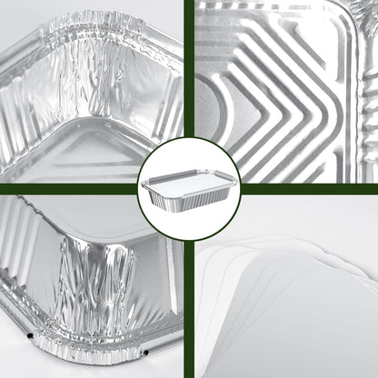 30pcs Aluminum Foil Grill Pans, Grilling Trays Aluminum 1750ml/700ml/410ml, Disposable Aluminum Pans With Lids, Reusable Aluminum Grill Pans For Cooking (Silver-255-30pcs/with lids)