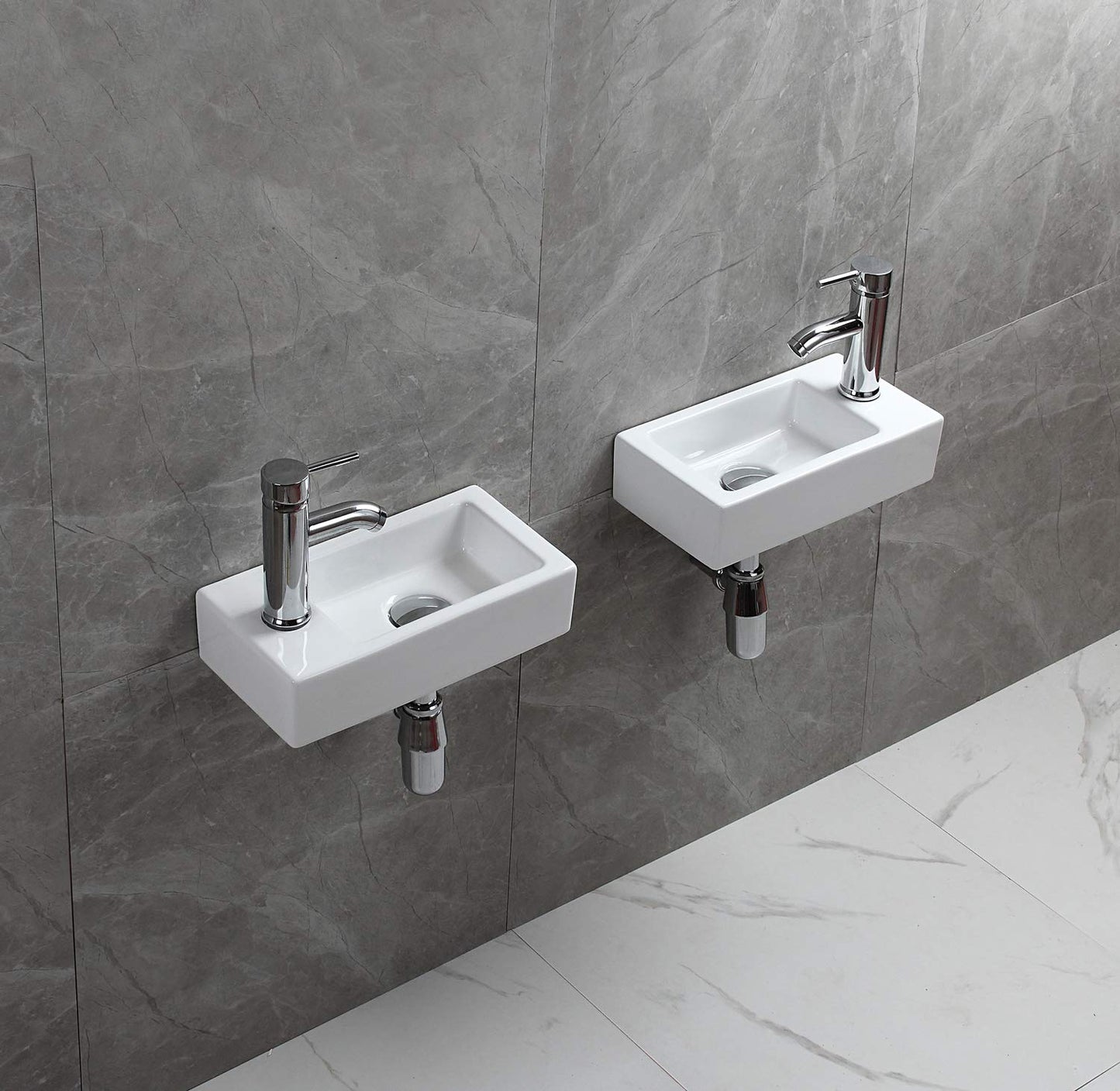 Ceramic Wall-Mounted Small White High-Quality Sink Rectangle Left Hand Sink for Cloakroom Bathroom Toilet