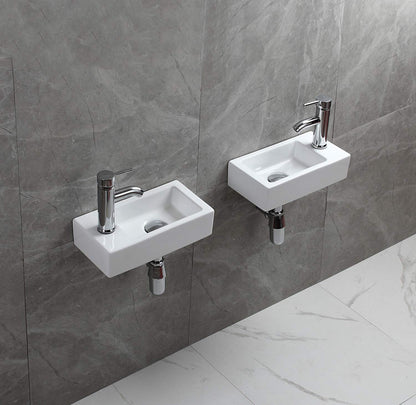 Ceramic Wall-Mounted Small White High-Quality Sink Rectangle Left Hand Sink for Cloakroom Bathroom Toilet
