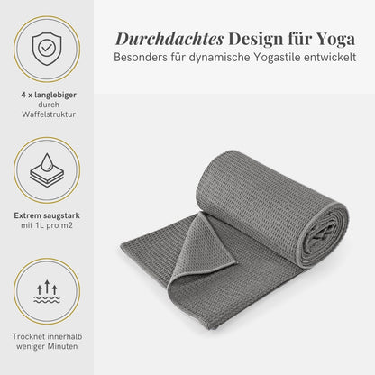 Lotuscrafts Yoga Towel Wet Grip - non-slip & quick-drying - Anti-slip yoga towel with high floor adhesion - Yoga towel ideal for Hot Yoga [183 x 61 cm]