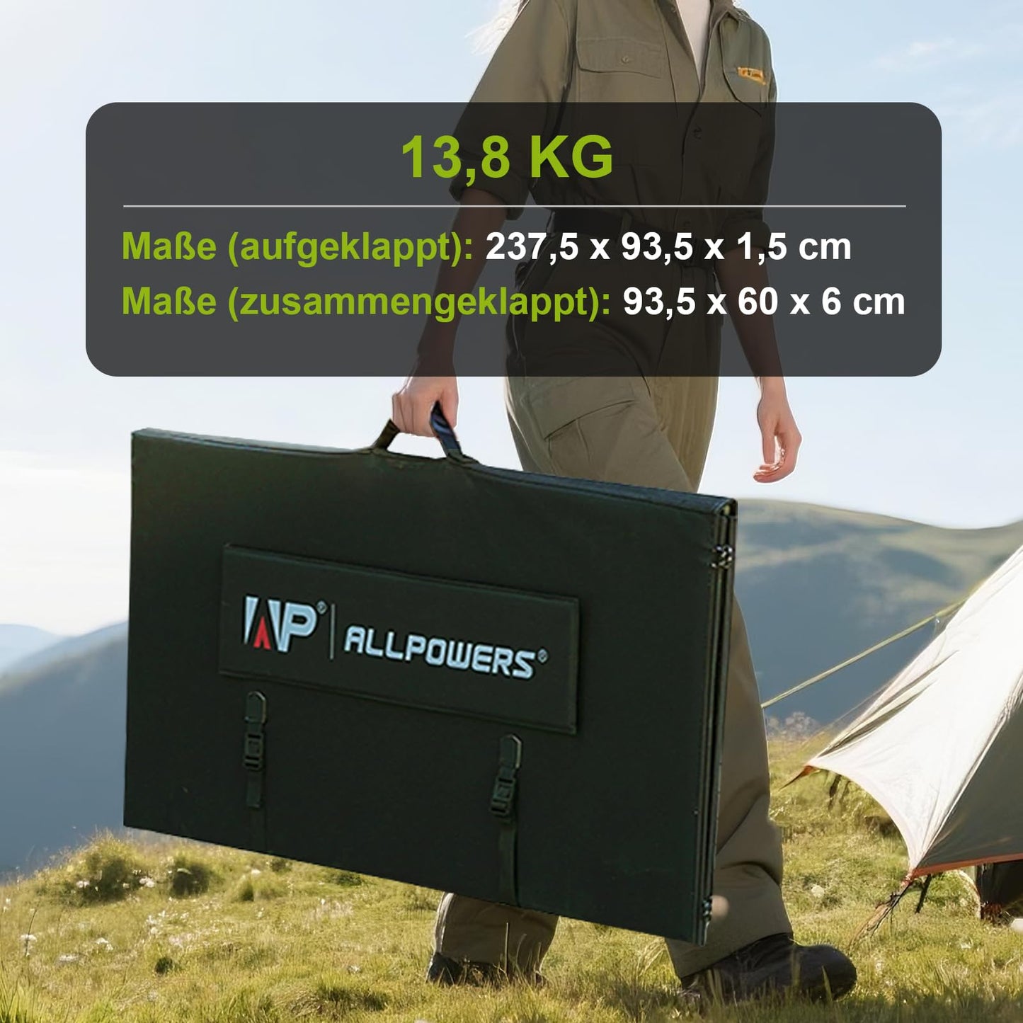 ALLPOWERS 400W Solar Panel, foldable solar module for R1500/R2500/R4000/S2000 PRO/S1500 portable power station, photovoltaic module solar system for outdoor garden balcony caravan camping