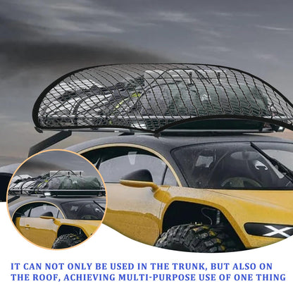 OMJMYY Trunk Net Luggage Net 80x100cm Extends to 210x140cm Trunk Storage Net for Car Roof with 4 ABS Hooks for Most Cars