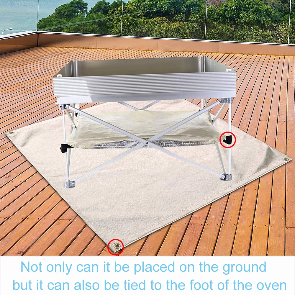 Hggzeg Fire Pit Mat, Grill Mat, fireproof glass mat, heat-resistant grill mat, highly flame-retardant protective mat for floor, patio, deck, lawn, outdoor or camping (size: 100 x 100cm)