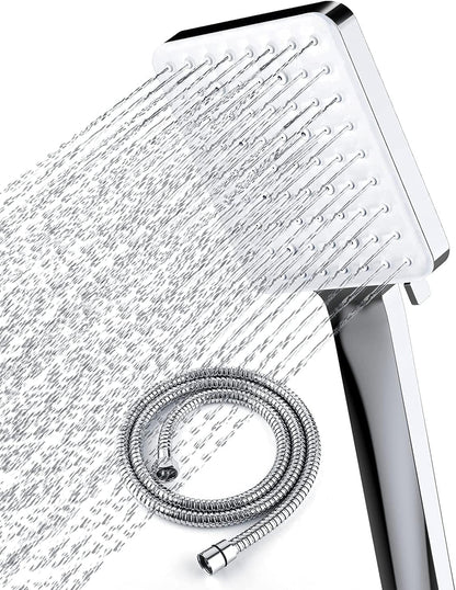 Newentor shower head with hose, shower set with 2m hose, large shower head with hand shower, rain shower head with 6 spray modes.