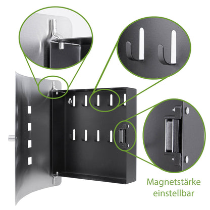 Banjado Design stainless steel key cabinet for 10 keys/ key storage cabinet 24 x 21.5 x 7cm with practical magnetic closure/ dandelion design 2