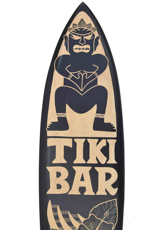 Interlifestyle Surfboard 100cm Tiki Bar Hawaii Decoration Surfboard made of hardwood black
