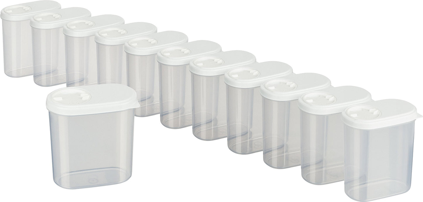 MiraHome Pouring Bins 0.3L 12-Piece Set White - Storage containers with airtight lids - Pouring container for spices & food - Fresh-keeping containers with lids - Storage box with pouring function