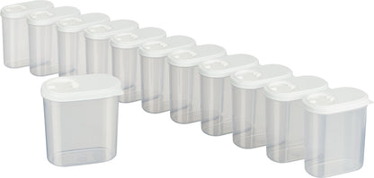 MiraHome Pouring Bins 0.3L 12-Piece Set White - Storage containers with airtight lids - Pouring container for spices & food - Fresh-keeping containers with lids - Storage box with pouring function