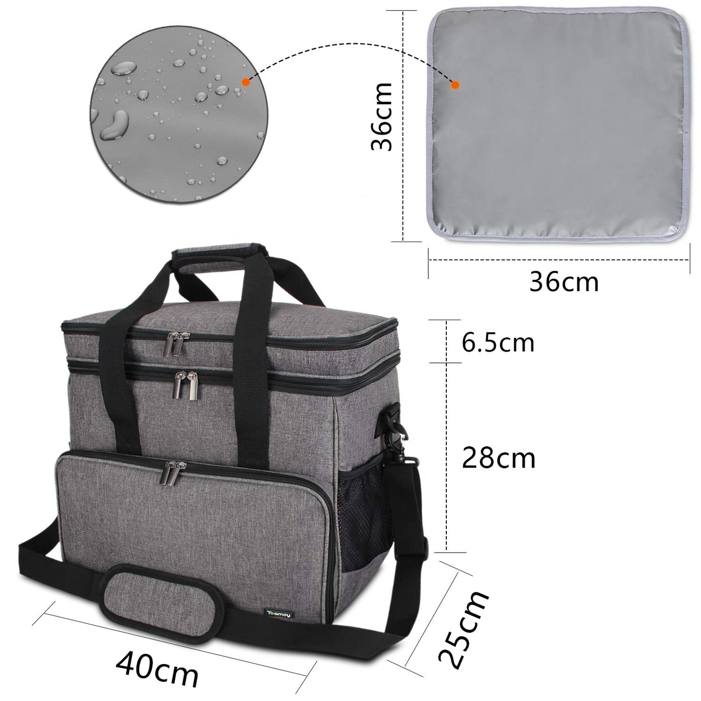 Teamoy travel bag for dog gear, perfect for carrying pet food, treats, toys, and other essentials. Great for travel, camping, or day trips. (Large, gray)