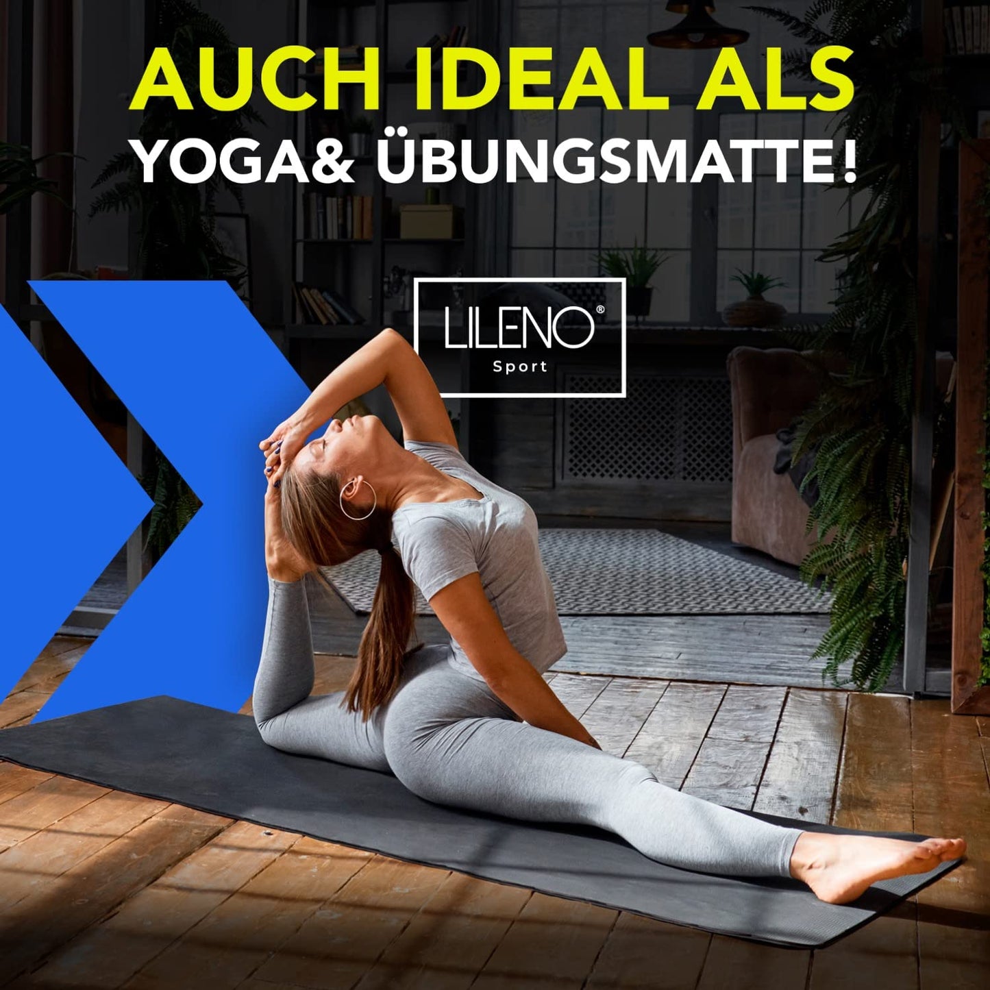 LILENO SPORTS Floor Protection Mat (90x200 cm) - extra durable treadmill mat 8 mm thickness - fitness underlay mat for elliptical trainers, roller trainers, and other fitness equipment - also suitable for yoga