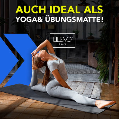 LILENO SPORTS Floor Protection Mat (90x200 cm) - extra durable treadmill mat 8 mm thickness - fitness underlay mat for elliptical trainers, roller trainers, and other fitness equipment - also suitable for yoga