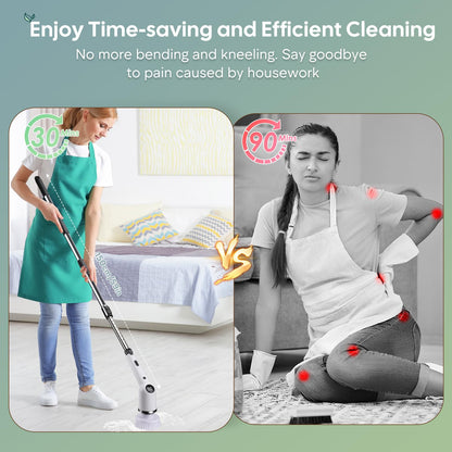 Electric cleaning brush, 9 IN 1 Spin Scrubber Cordless with 8 drill brushes heads, Acemall 152cm Adjustable Handle, 3 speeds for bathroom, bathtub, kitchen, floor, grooves.
