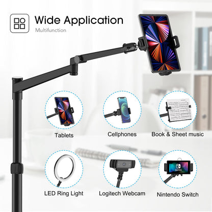 Smatree iPad Stand Adjustable - 360 Degree Rotating Floor Stand for 8.3 inch Mini 6 and 4.7-12.9 inch iPhone, Tablet - Height Adjustable, Stable and Flexible