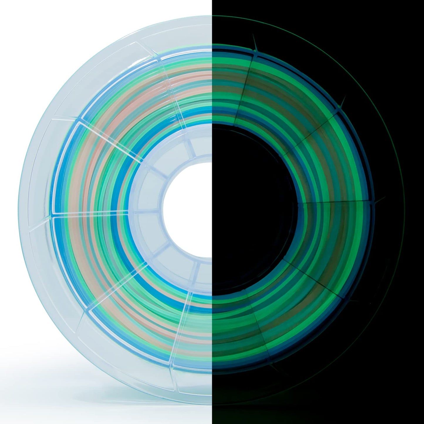 ZIRO PLA Glow Filament 1.75mm, Glow in the Dark 3D Printer Filament 1.75mm Color Changing Multicolor, 1kg (2.2lbs), Dimensional Accuracy +/- 0.03mm, GID Rainbow