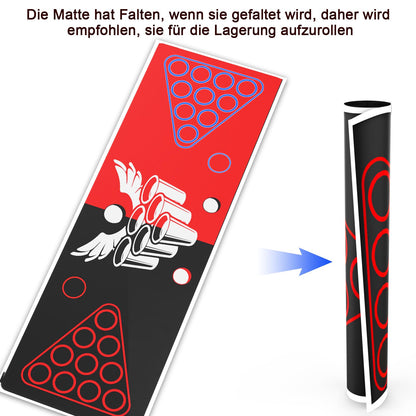 Faburo table tennis balls cup set, 180x60cm table mat set with 30 cups+8 table tennis balls+10 dice+table mat, party cup table mat game for party Christmas, red table mat