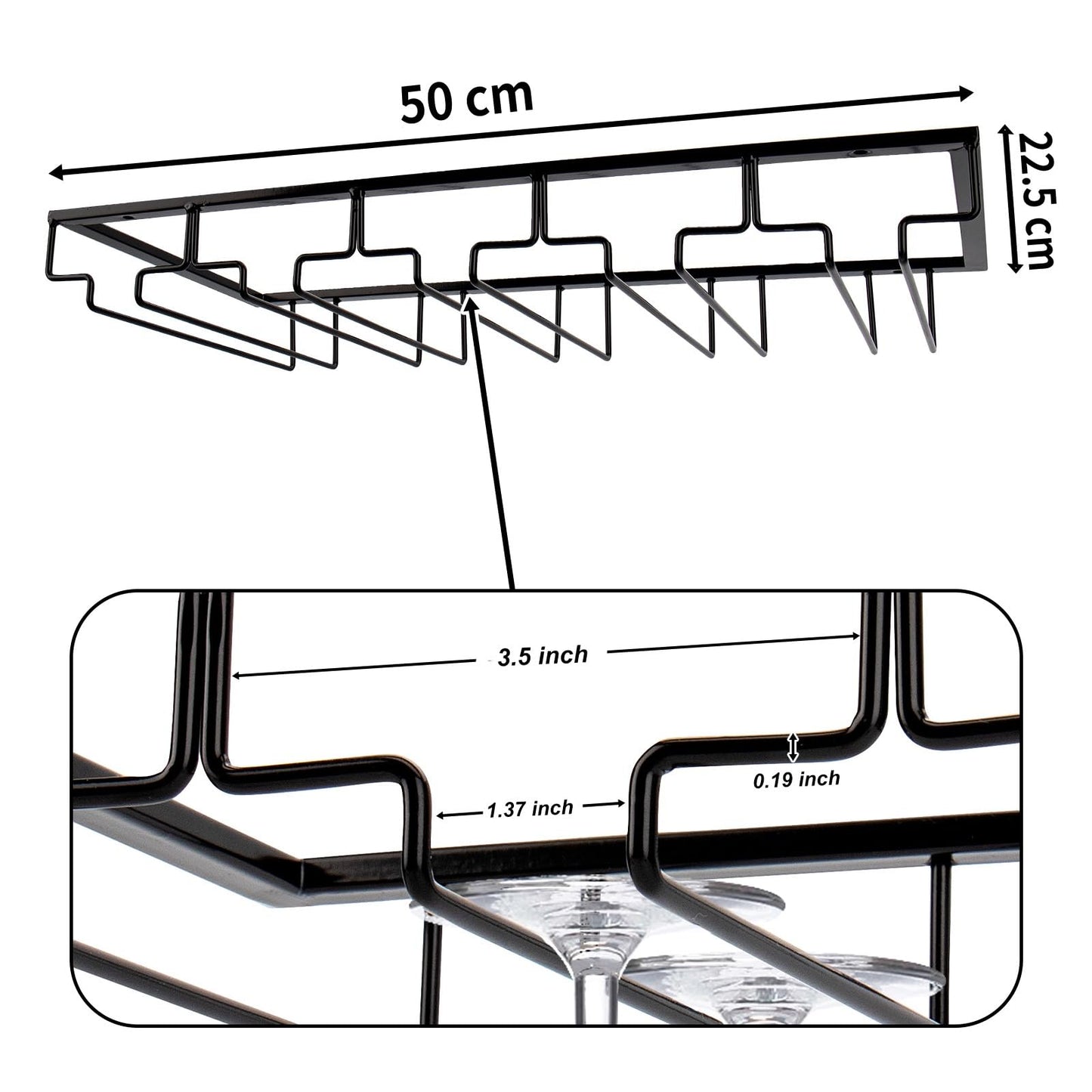 Julymoda Metal Wine Glass Holder Storage Hanging Rack for Home Bar Kitchen Restaurant, 5 rows for 15 glasses.