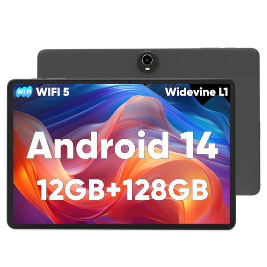COLORROOM 11-inch Tablet, Android 14 Tablet, Octa Core Processor, 12GB RAM 128GB ROM 1TB Expansion, 1280 x 800 FHD Screen, Bluetooth 5.0, 8000mAh, GPS, WiFi, 5MP + 8MP (Black)